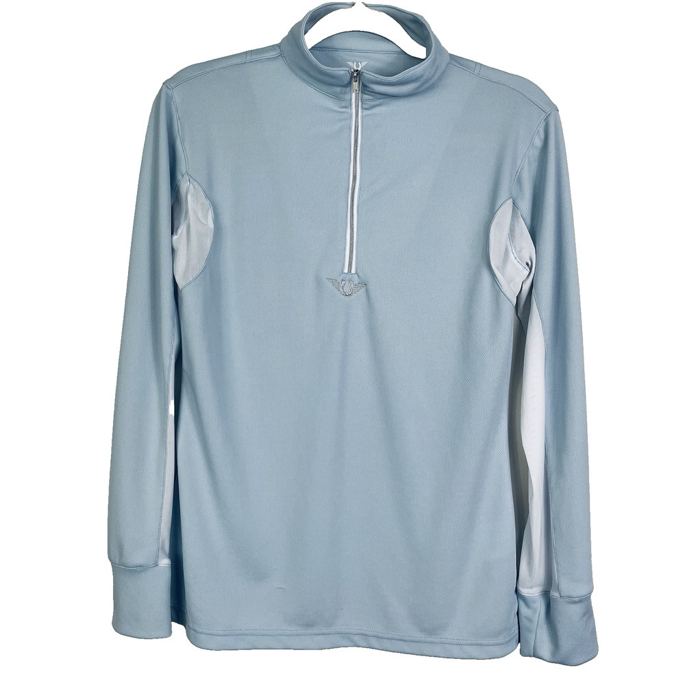 Tuff Rider Equestrian 1/4 Zip Top Women’s M Baby Blue Vented Riding Horse Girl